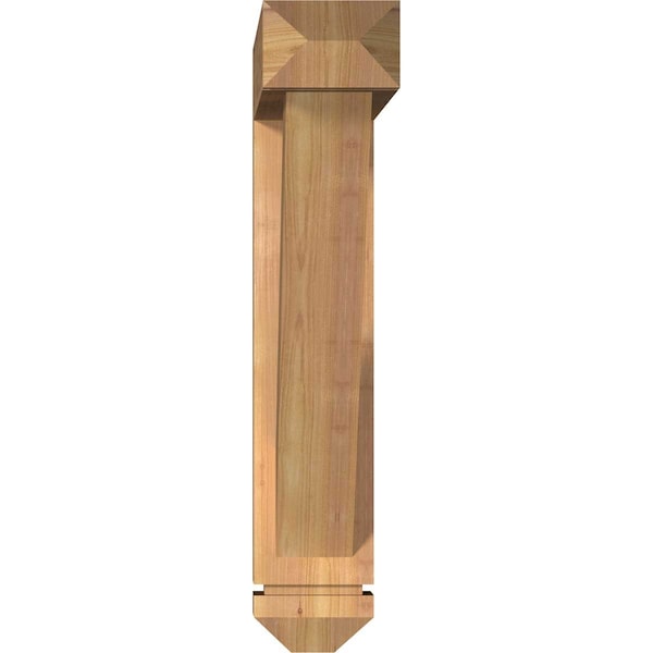 Traditional Arts And Crafts Smooth Bracket W/ Offset Brace, Western Red Cedar, 5 1/2W X 28D X 28H